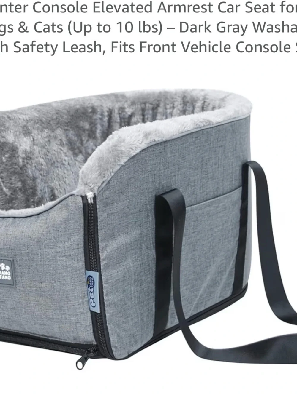 Gray Pet Car Seat Booster with Plush Lining